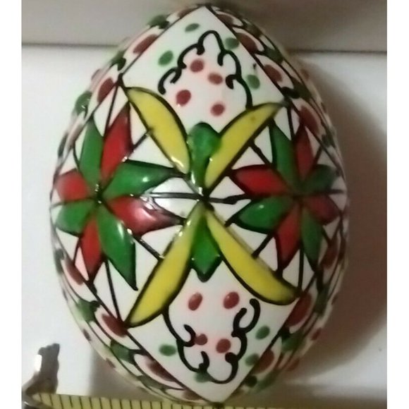 Romanian Pysanky Hand Painted Real Easter Egg Starburst Swirl Dots Multi-color - Picture 5 of 5